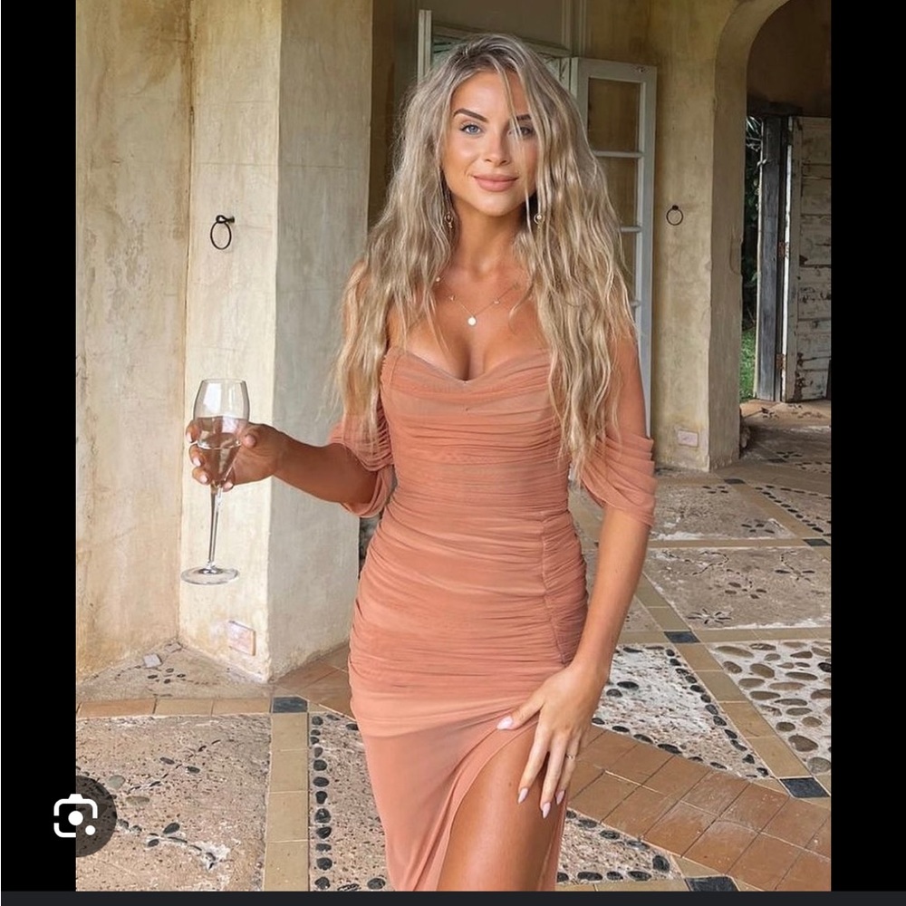 Nookie Asymmetrical Dress in Tan